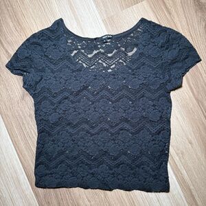 Black see through lace top